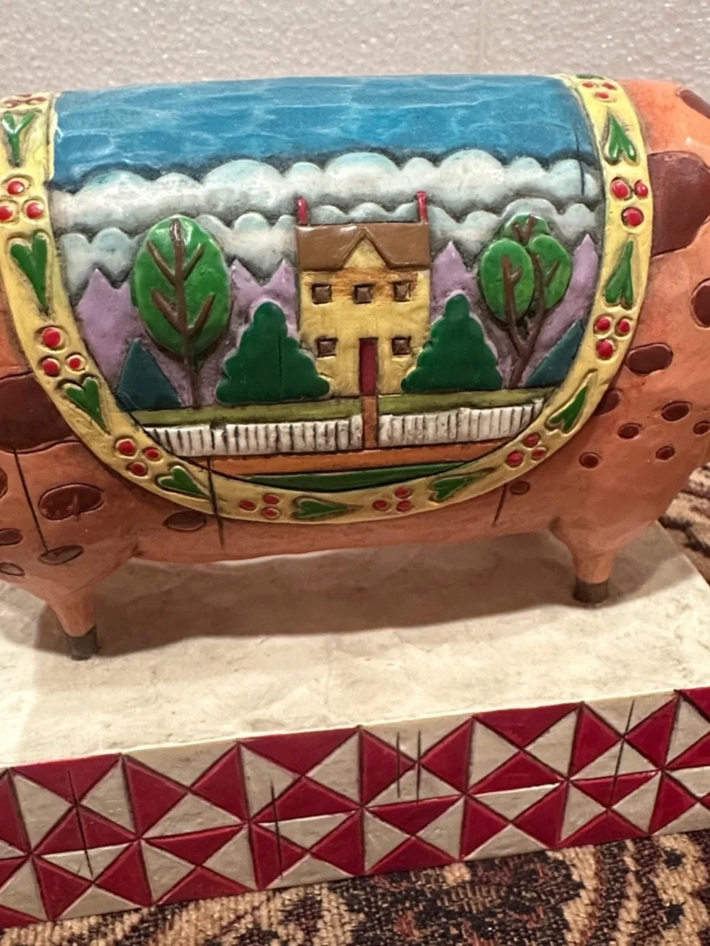 Jimshore Pig Figurine with Scenic Saddle “Country Heritage”